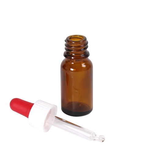 Bruin druppelflesje met glazen pipet, 10 ml