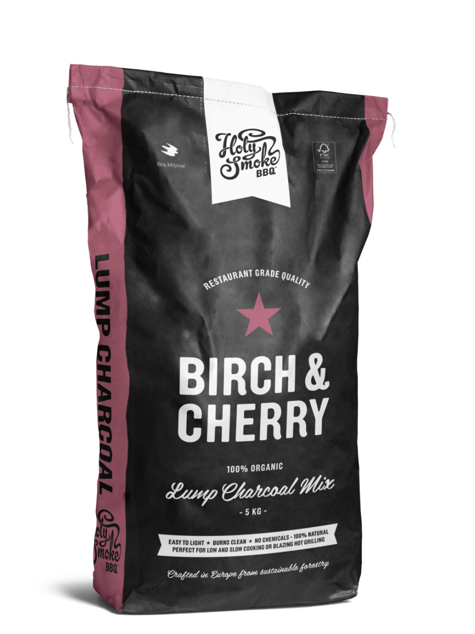 Premium Lump Charcoal, BIRCH/CHERRY, 5 kg - Holy Smoke BBQ in de groep Barbecues, Fornuizen & Ovens / Barbecue houtskool & briketten / houtskool bij The Kitchen Lab (1282-28918)