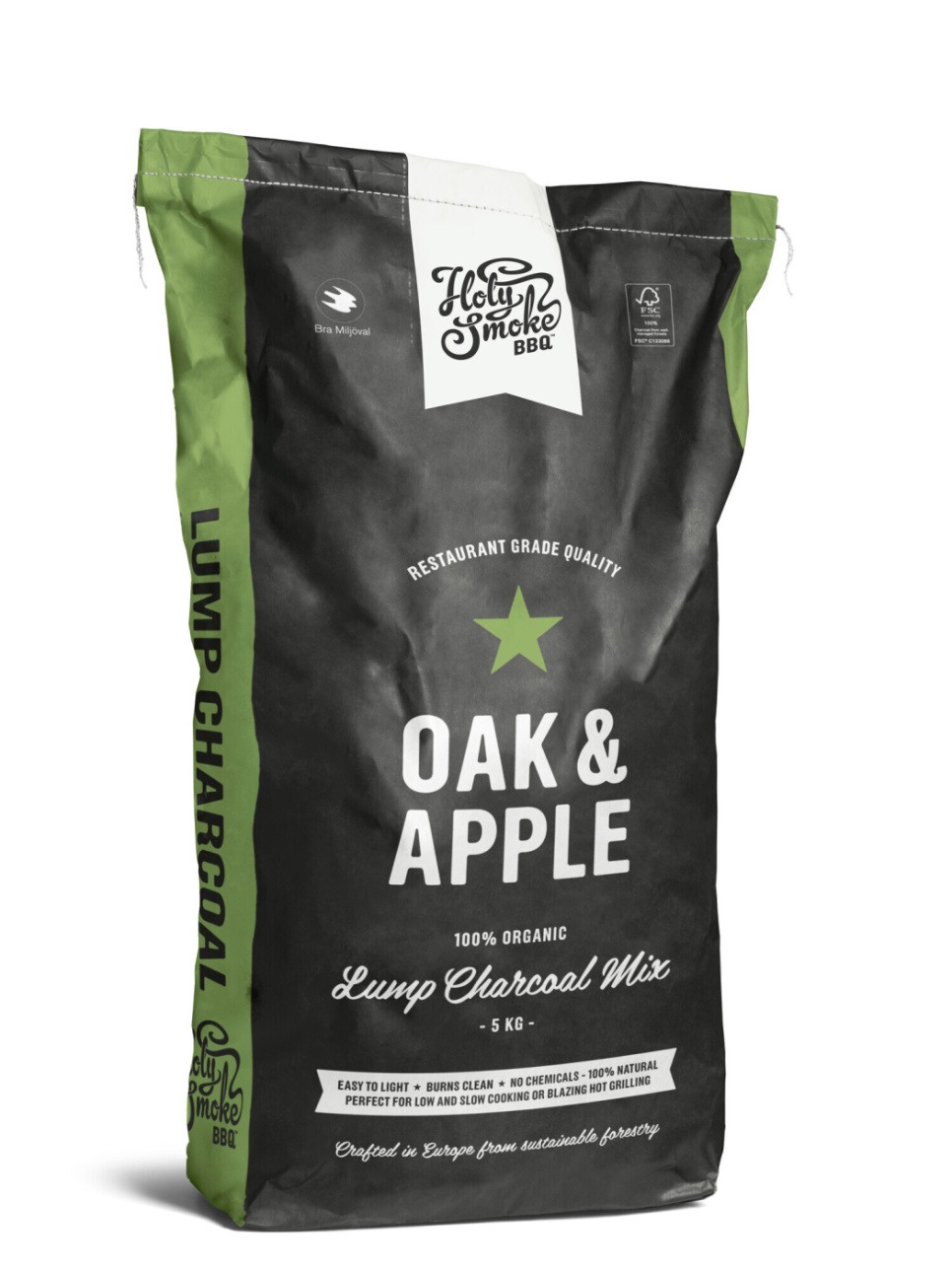 Premium Lump Charcoal, OAK/APPLE, 5 kg - Holy Smoke BBQ in de groep Barbecues, Fornuizen & Ovens / Barbecue houtskool & briketten / houtskool bij The Kitchen Lab (1282-28919)