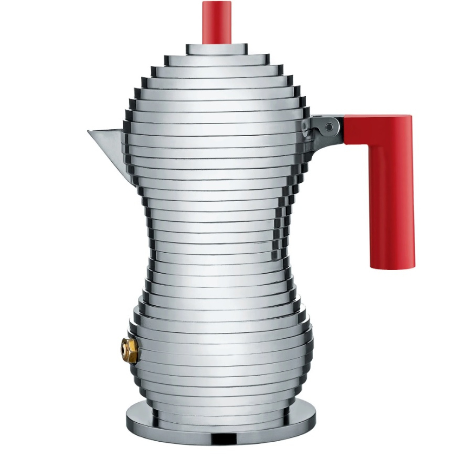 Moka, Aluminium/Red Small, 7 cl - Alessi in de groep Thee & Koffie / Koffie zetten / Koffiezetapparaat bij The Kitchen Lab (1466-29586)